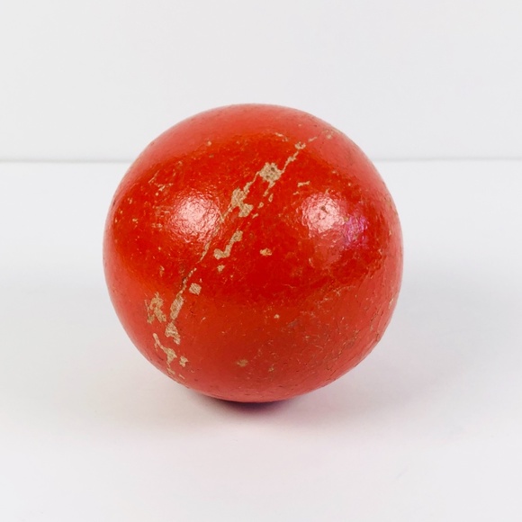 Decorative Vintage Wooden Ball - Orange - Picture 1 of 2